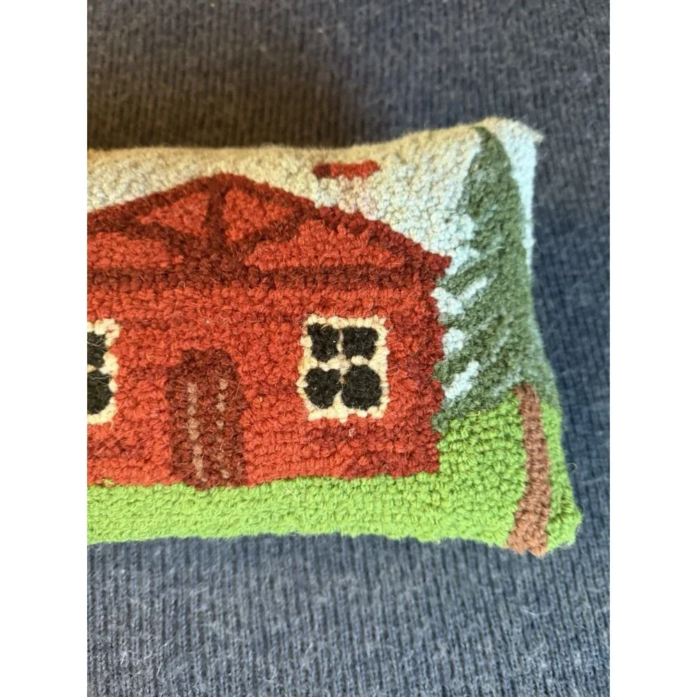 Peking Handicraft Pillow Cabin Trees 9” X 13” Cozy Wool Zippered Closure